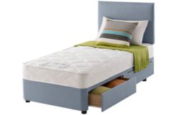 Layezee Calm Micro Quilt Single 2 Drawer Blue Divan Bed
